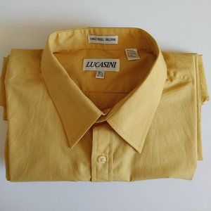 Lucasini Men's Long Sleeve Dress Shirt - Ochre Yellow - Vintage (Pre-2000)